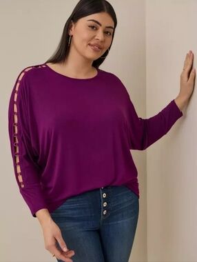 Torrid Super Soft O-Ring Sleeve Dolman Top